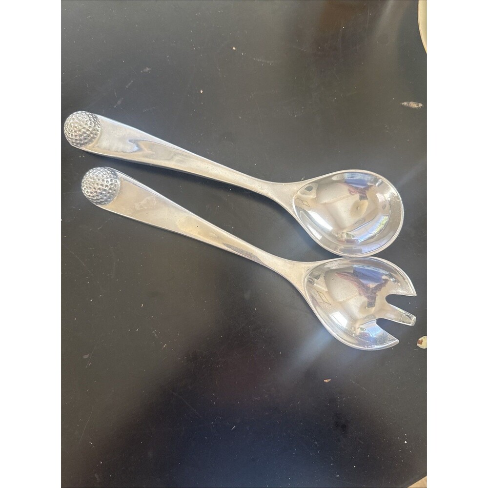 Vintage Set Of 2 Mariposa Aluminum Golf Ball Salad Serving Utensils 2000 11”